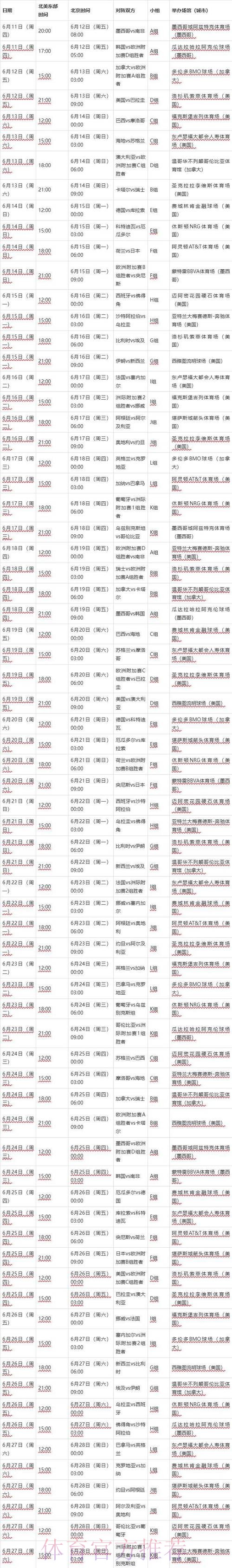 2026世界杯完整赛程地址